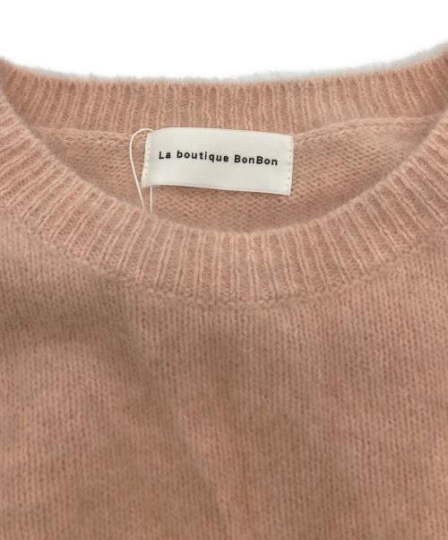 La boutique BonBon（ラブティックボンボン）La boutique BonBon (ラブティックボンボン) ヘアリーウールカシミヤ混スリットショルダーニット ピンク サイズ:FREEの古着・服飾アイテム