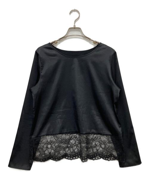 NOLLEY'S（ノーリーズ）NOLLEY'S (ノーリーズ) ウォッシャブル裾レース2WAYオトナサテンブラウス ブラック サイズ:38の古着・服飾アイテム