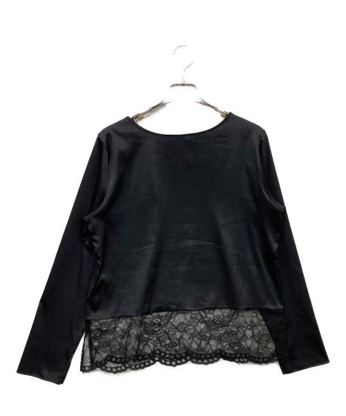 NOLLEY'S（ノーリーズ）NOLLEY'S (ノーリーズ) ウォッシャブル裾レース2WAYオトナサテンブラウス ブラック サイズ:38の古着・服飾アイテム