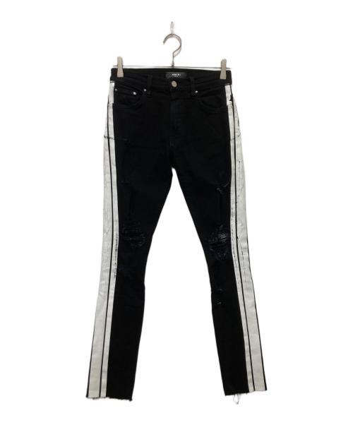 AMIRI（アミリ）AMIRI (アミリ) サイドラインクラッシュスキニーパンツ ブラック サイズ:UK28の古着・服飾アイテム