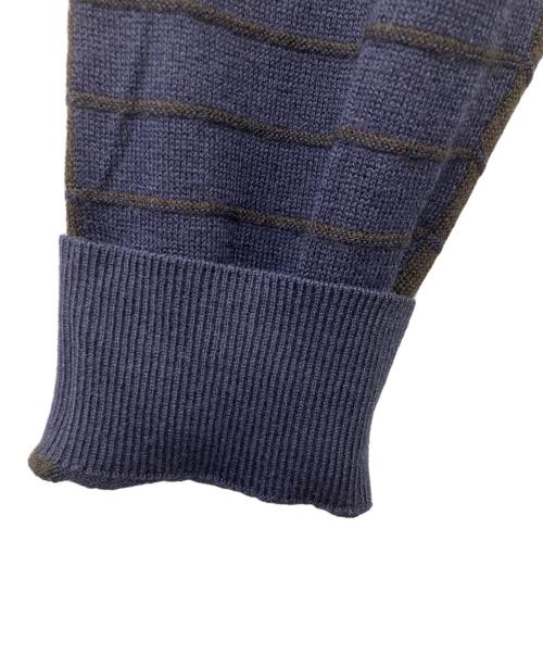 ARMANI COLLEZIONI（アルマーニ コレツィオーニ）ARMANI COLLEZIONI (アルマーニ コレツィオーニ) ボーダーニット ネイビー×ブラウン サイズ:50の古着・服飾アイテム