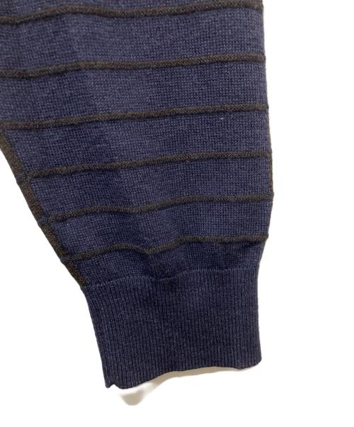 ARMANI COLLEZIONI（アルマーニ コレツィオーニ）ARMANI COLLEZIONI (アルマーニ コレツィオーニ) ボーダーニット ネイビー×ブラウン サイズ:50の古着・服飾アイテム