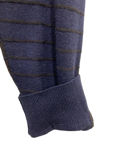 ARMANI COLLEZIONI（アルマーニ コレツィオーニ）ARMANI COLLEZIONI (アルマーニ コレツィオーニ) ボーダーニット ネイビー×ブラウン サイズ:50の古着・服飾アイテム