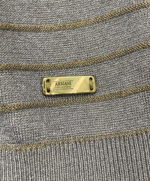 ARMANI COLLEZIONI（アルマーニ コレツィオーニ）ARMANI COLLEZIONI (アルマーニ コレツィオーニ) ボーダーニット ネイビー×ブラウン サイズ:50の古着・服飾アイテム