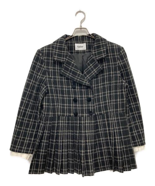 epine（エピヌ）epine (エピヌ) プリーツフリルジャケット ブラック サイズ:FREEの古着・服飾アイテム