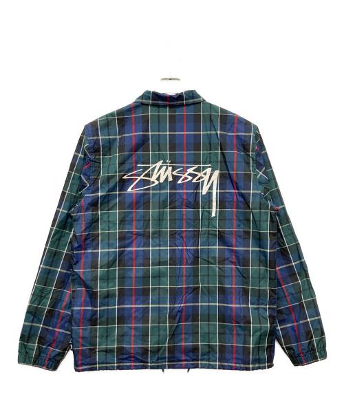 stussy（ステューシー）stussy (ステューシー) クルーズチェックコーチジャケット ネイビー×グリーン サイズ:Lの古着・服飾アイテム