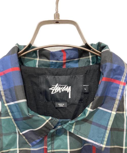 stussy（ステューシー）stussy (ステューシー) クルーズチェックコーチジャケット ネイビー×グリーン サイズ:Lの古着・服飾アイテム