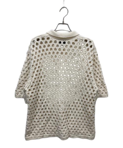 stussy（ステューシー）stussy (ステューシー) メッシュニットポロシャツ ホワイト サイズ:Mの古着・服飾アイテム
