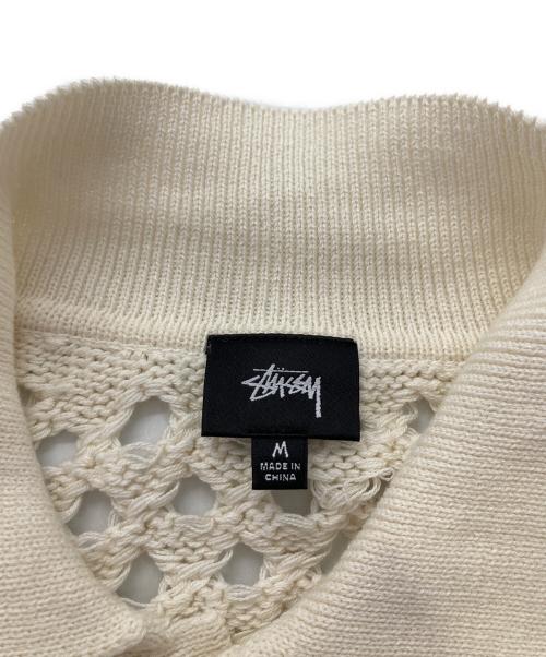 stussy（ステューシー）stussy (ステューシー) メッシュニットポロシャツ ホワイト サイズ:Mの古着・服飾アイテム