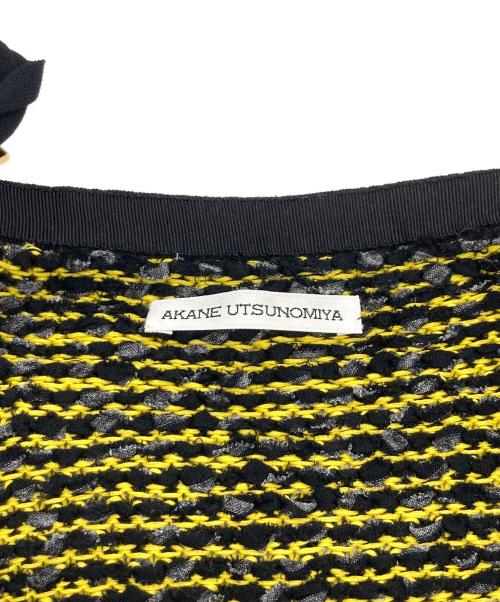 AKANE UTSUNOMIYA（アカネウツノミヤ）AKANE UTSUNOMIYA (アカネウツノミヤ) サイドカットニットキャミワンピース イエロー×ブラック サイズ:38の古着・服飾アイテム