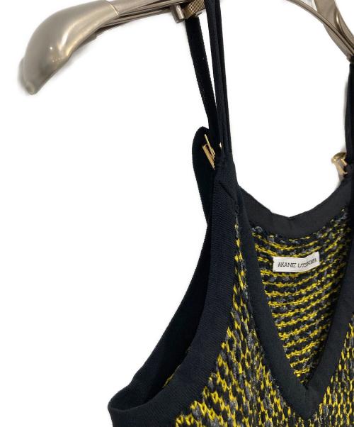 AKANE UTSUNOMIYA（アカネウツノミヤ）AKANE UTSUNOMIYA (アカネウツノミヤ) サイドカットニットキャミワンピース イエロー×ブラック サイズ:38の古着・服飾アイテム