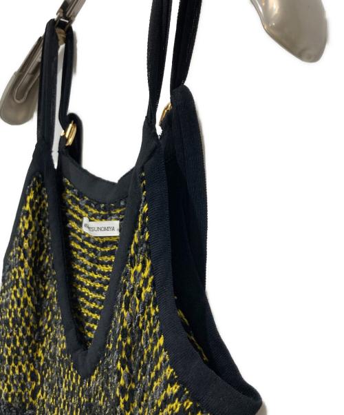 AKANE UTSUNOMIYA（アカネウツノミヤ）AKANE UTSUNOMIYA (アカネウツノミヤ) サイドカットニットキャミワンピース イエロー×ブラック サイズ:38の古着・服飾アイテム