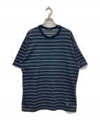 COMME des GARCONS HOMMEコムデギャルソン オム）の古着「綿天竺ランダムボーダー S/S Tシャツ」｜ネイビー