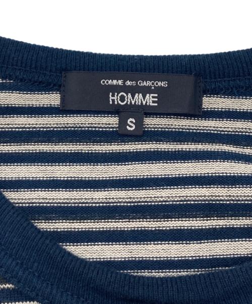 COMME des GARCONS HOMME（コムデギャルソン オム）COMME des GARCONS HOMME (コムデギャルソン オム) 綿天竺ランダムボーダー S/S Tシャツ ネイビー サイズ:Sの古着・服飾アイテム