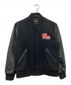 EDIFICEエディフィス）の古着「レザー切替スタジャン」｜ブラック