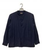 LAMOND.ラモンド）の古着「WOOL LINEN TUMBLER SHIRT JACKET」｜ネイビー