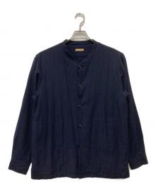 LAMOND.（ラモンド）の古着「WOOL LINEN TUMBLER SHIRT JACKET」｜ネイビー