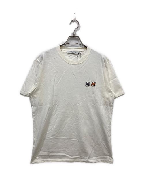 maison kitsune（メゾンキツネ）maison kitsune (メゾンキツネ) ダブルフォックスヘッド パッチ クラシック Tシャツ ホワイト サイズ:Mの古着・服飾アイテム