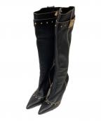 LOUIS VUITTONルイ ヴィトン）の古着「レザースタッズロングブーツ」｜ブラック