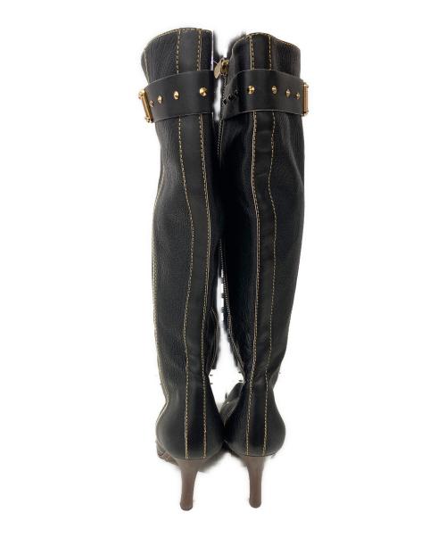 LOUIS VUITTON（ルイ ヴィトン）LOUIS VUITTON (ルイ ヴィトン) レザースタッズロングブーツ ブラック サイズ:36の古着・服飾アイテム