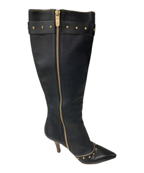 LOUIS VUITTON（ルイ ヴィトン）LOUIS VUITTON (ルイ ヴィトン) レザースタッズロングブーツ ブラック サイズ:36の古着・服飾アイテム