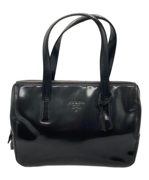 PRADA（プラダ）PRADA (プラダ) ミニボストンエナメルハンドバッグ ブラックの古着・服飾アイテム