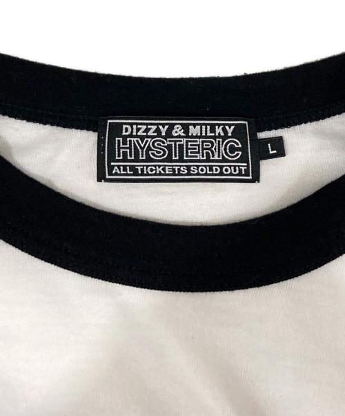 Hysteric Glamour（ヒステリックグラマー）Hysteric Glamour (ヒステリックグラマー) リンガーTシャツ ホワイト×ブラック サイズ:Lの古着・服飾アイテム