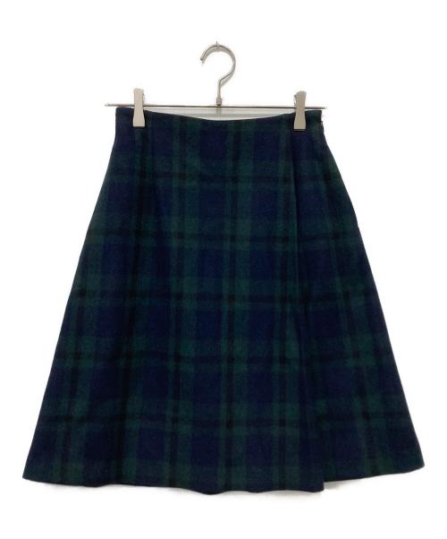 JENNE（ジェンヌ）JENNE (ジェンヌ) Aラインチェックスカート ネイビー サイズ:Lの古着・服飾アイテム