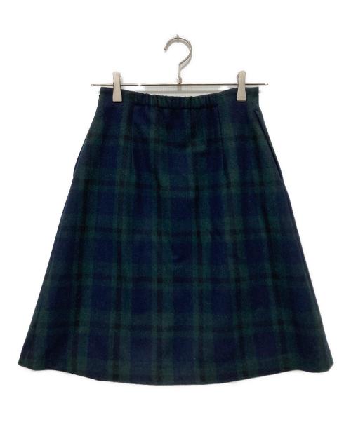 JENNE（ジェンヌ）JENNE (ジェンヌ) Aラインチェックスカート ネイビー サイズ:Lの古着・服飾アイテム