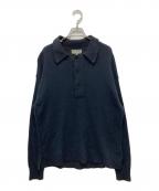 MARGARET HOWELLマーガレットハウエル）の古着「WASHABLE WOOL CASHMERE　ニットポロシャツ」｜ネイビー
