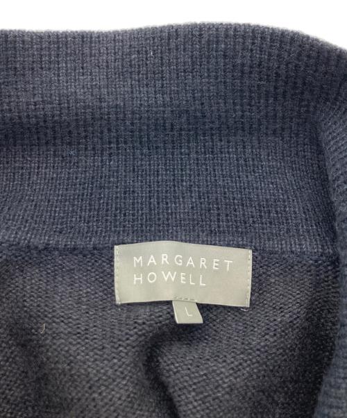 MARGARET HOWELL（マーガレットハウエル）MARGARET HOWELL (マーガレットハウエル) WASHABLE WOOL CASHMERE　ニットポロシャツ ネイビー サイズ:Lの古着・服飾アイテム