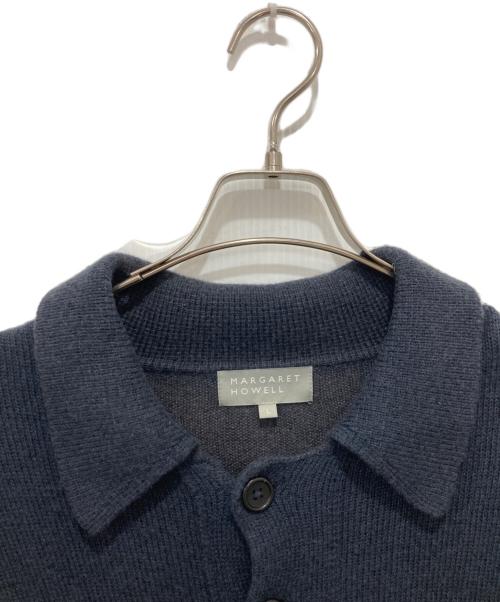MARGARET HOWELL（マーガレットハウエル）MARGARET HOWELL (マーガレットハウエル) WASHABLE WOOL CASHMERE　ニットポロシャツ ネイビー サイズ:Lの古着・服飾アイテム