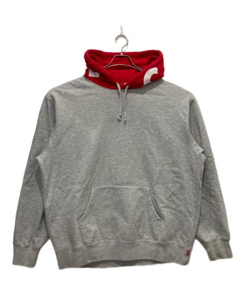 SUPREME（シュプリーム）SUPREME (シュプリーム) Contrast Hooded Sweatshirt グレー×レッド サイズ:XLの古着・服飾アイテム