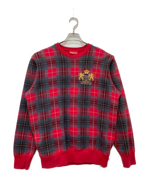 SUPREME（シュプリーム）SUPREME (シュプリーム) Plaid Crest Crew レッド サイズ:Mの古着・服飾アイテム