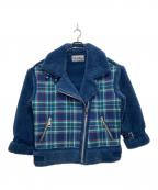 HEIHEIヘイヘイ）の古着「ボアチェックライダースジャケット」｜ブルー×グリーン
