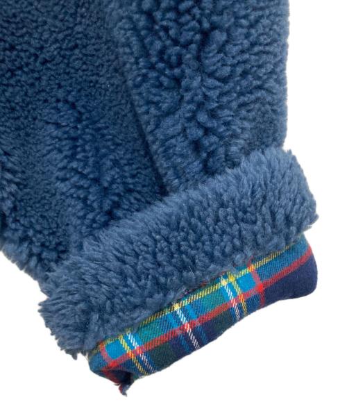 HEIHEI（ヘイヘイ）HEIHEI (ヘイヘイ) ボアチェックライダースジャケット ブルー×グリーン サイズ:記載なしの古着・服飾アイテム