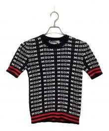 MSGM（エムエスジーエム）の古着「総柄半袖ニット」｜ブラック