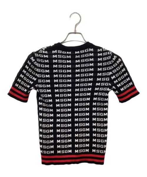 MSGM（エムエスジーエム）MSGM (エムエスジーエム) 総柄半袖ニット ブラック サイズ:Sの古着・服飾アイテム