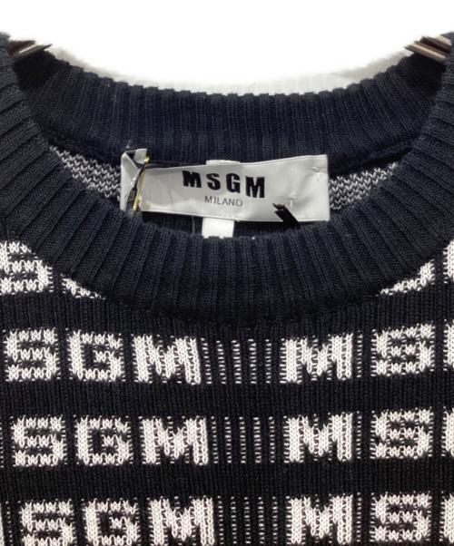 MSGM（エムエスジーエム）MSGM (エムエスジーエム) 総柄半袖ニット ブラック サイズ:Sの古着・服飾アイテム