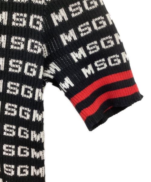 MSGM（エムエスジーエム）MSGM (エムエスジーエム) 総柄半袖ニット ブラック サイズ:Sの古着・服飾アイテム