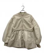 Adam et Ropeアダム エ ロペ）の古着「ナイロンコンビペプラムジップカーディガンブルゾン」｜ベージュ