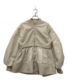 Adam et Rope（アダム エ ロペ）の古着「ナイロンコンビペプラムジップカーディガンブルゾン」｜ベージュ