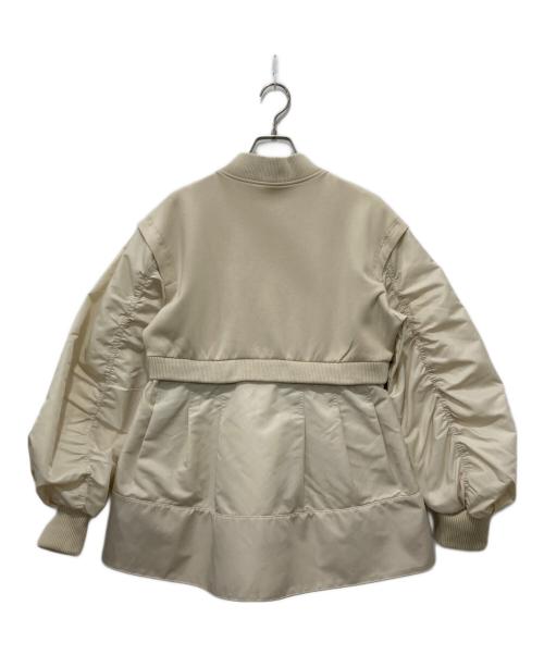 Adam et Rope（アダム エ ロペ）Adam et Rope (アダム エ ロペ) ナイロンコンビペプラムジップカーディガンブルゾン ベージュ サイズ:Freeの古着・服飾アイテム