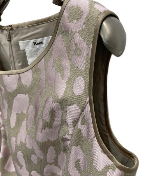Rene（ルネ）Rene (ルネ) レオパード柄ノースリーブワンピース ベージュ×ピンク サイズ:Sの古着・服飾アイテム
