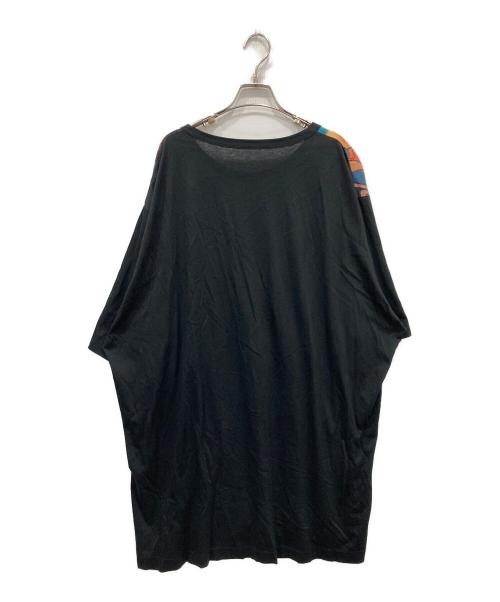 GROUND Y（グラウンドワイ）GROUND Y (グラウンドワイ) umbo Cut Sew Short Sleeves ブラック×オレンジ サイズ:3の古着・服飾アイテム