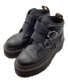 Dr.Martens（ドクターマーチン）の古着「Devon Flower Buckle Leather Platform Boots」｜ブラック