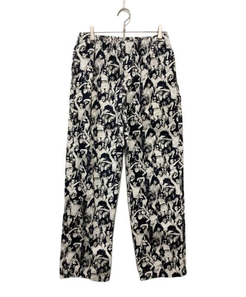 stussy（ステューシー）stussy (ステューシー) Mob Beach Pant ホワイト×ブラック サイズ:Sの古着・服飾アイテム