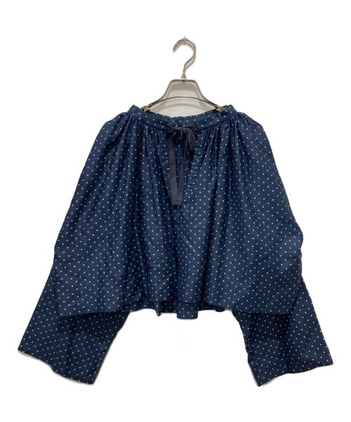 45R（フォーティファイブ・アール）45R (フォーティファイブ・アール) ドットプリントのシュシュスモックブラウス ネイビー サイズ:Freeの古着・服飾アイテム