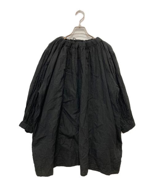 45R（フォーティファイブ・アール）45R (フォーティファイブ・アール) ガーゼのシャーリングチュニックブラウス ブラック サイズ:Freeの古着・服飾アイテム