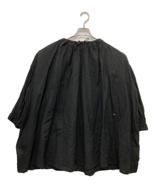 45R（フォーティファイブ・アール）45R (フォーティファイブ・アール) ガーゼのシャーリングチュニックブラウス ブラック サイズ:Freeの古着・服飾アイテム